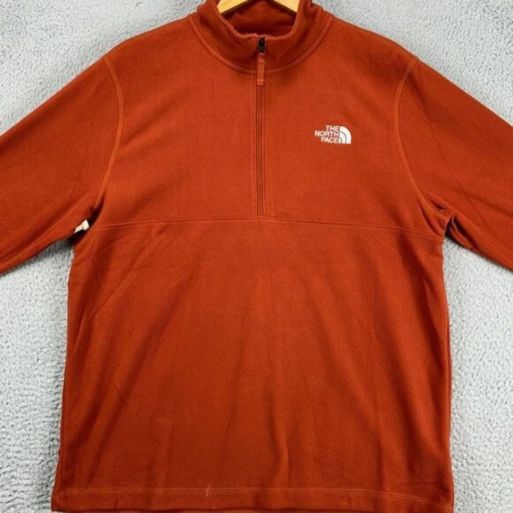 The North Face Pullover Sweatshirt Mens Large Rust Quarter Zip Mock Neck Logo